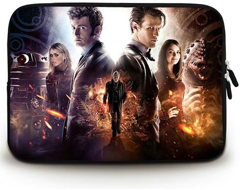 HUADO New Style doctor who th anniversary poster tv show Laptop Sleeve Portable Laptop Carrying Bag Twin Sides Patterns Waterproof Canvas Fabric Case for 17 17.3 Inch Laptop