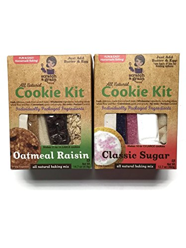 2-pack Variety: Oatmeal Raisin & Classic Sugar Cookies, Scratch & Grain Baking Co. Kits [1 of Each]