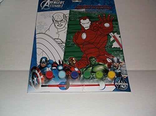 Marvel Avengers Assemble - Coloring Paint Set - Winter Theme Ironman &amp; Captain America - Includes 6 Water Based Paints and Brush