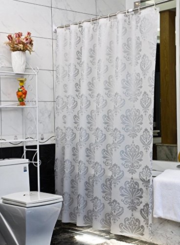 Adwaita 72''*72'' PEVA Plastic Waterproof Printed Shower Curtain Liner - Silver Color Printed