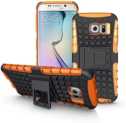 Godigi 2015 New Design Heavy Duty Rugged Dual Layer Slim Fit Cover Cover Case with Kickstand Drop-proof for Samsung Galaxy s6 Edge Case with Beautiful Packaging Orange