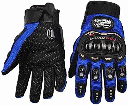 Upalm Carbon Fiber Pro-Biker Bicycle Motorcycle Motorbike Powersports Racing Gloves (Blue, XX-Large)