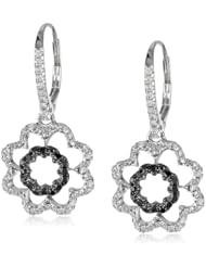 14k White Gold Black and White Diamond Earrings, (.75 cttw,G-H Color, SI Clarity)