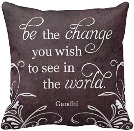 Inspirational Gandhi Quote Square Throw Pillow Case Cushion Cover Fashion Home Decorative Pillowcase Cotton Polyester Pillow Cover(45cm x 45cm, Two Sides)