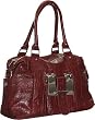 Extra-Large Croc Embossed Satchel - Dark Red