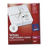 Avery High Visibility 2 1/2 Inch Diameter White Labels 300 Pack (5294)