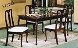 5pc Queen Anne Style Cherry Finish Dining Table & 4 Chairs Set