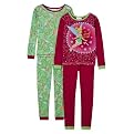 Girls' 4pc Tinkerbell Cotton PJ Set - Red/Green