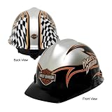Harley-Davidson HDHHAT20 High Gloss Black and Silver Hard Hat with Realistic Flame Graphics
