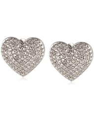 Sterling Silver Diamond Heart Shape Stud Earrings (0.25 cttw, H-I Color, I1-I2 Clarity)
