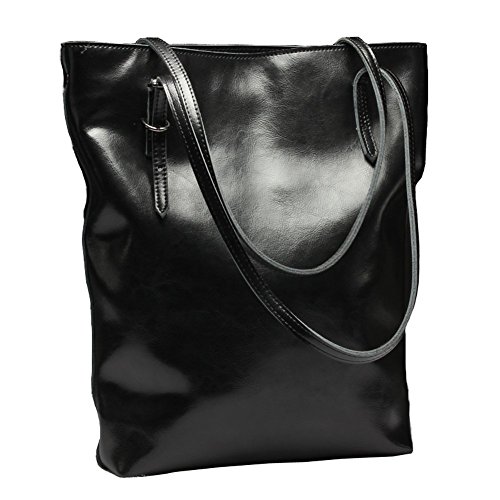 Covelin Women's Handbag Genuine Soft Leather Large Tote Shoulder Bag Hot Black