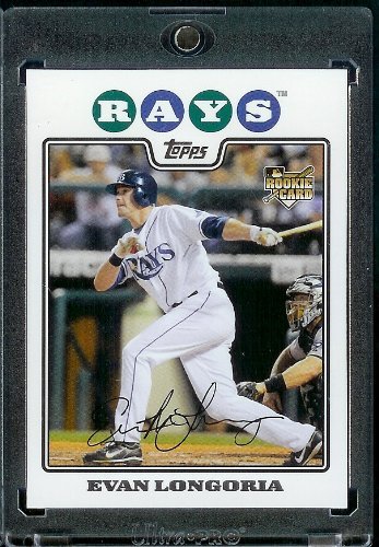 Evan Longoria RC - Rookie Card - Tampa Bay Rays - 2008 Topps Updates & Highlights Baseball Card in Protective Screw Down Display Case!