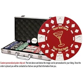 Custom Poker chip Set: Drink (Style 1) image & your custom text printed on the chips. 300 11.5 gram chip w/case & more.