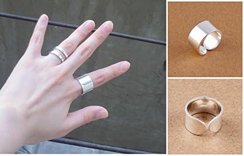 LiuananTM 925 Sterling Silver Plain Silver Wedding Engagement Band Open Ring (Small-10mm)