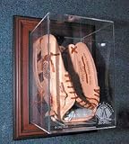 Case-Up Baseball Glove Display Case with Black Frame and Engraved Team Logo
