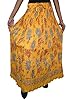 Maxi Skirt- Handmade Lace Work Women's Crinkle Yellow Etnic Printed Long Skirt