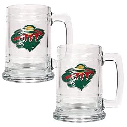 Minnesota Wild NHL 2pc 15oz Glass Tankard Set- Primary Logo by Great American Products