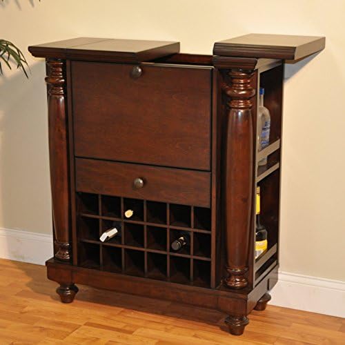 Williamsburg Flip Top Bar Cabinet - Rustic Mahogany