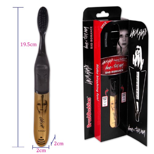 レディー・ガガ　シンギングトゥースブラシ　ＬＡＤＹ ＧＡＧＡ　ガガを聴きながら毎朝歯磨き！　歯ブラシ　楽しく歯みがき　人気曲2曲「BORN THIS WAY」「BAD ROMANCE」が聞ける 音楽を聴きながら アメリカ直輸入!!【9月下旬頃発送】