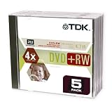 TDK DVD+RW 4X 4.7GB 5 Pack Rewriteable DVD