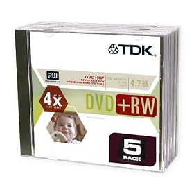 TDK DVD+RW 4X 4.7GB 5 Pack Rewriteable DVD