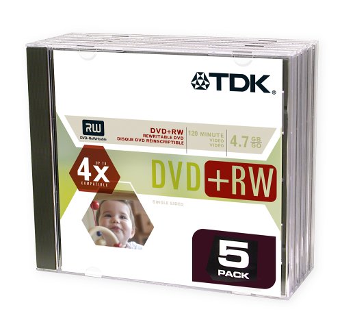 Electronics: TDK DVD+RW 4X 4.7GB 5 Pack Rewriteable DVD