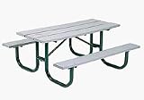 6' Durable All Welded Picnic Table With 2 x 10 x 6' Gray Recycled Plastic Planks