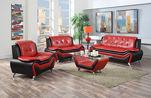 US Pride Furniture S5066-3PC 3 Piece Modern Bonded Leather Sofa Set