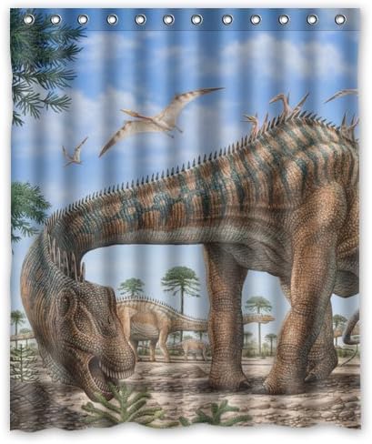 60"(Width)x 72"(Height) Hot Sale Dino History Mountain Grass Waterproof Bathroom Bath Polyester Shower Curtain