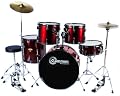 New Drum Set Wine Red 5-Piece Complete Full Size with Cymbals Stands Stool Sticks