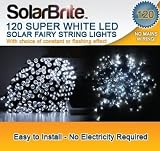 Solar Brite 120 LED Super Bright White Solar Fairy String Lights, choice of light effect. Ideal for Trees, Camping, Tents, Garden Parties & More