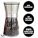 Salt and Pepper Grinder Set - Brushed Stainless Steel Top and Glass Bottle - Salt & Pepper Mill Pair with 5 Adjustable Coarseness Settings and Glass Body - Salt & Pepper Shaker Set By Grindmill