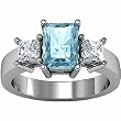 14K White Gold Sky Blue Topaz and Diamond Ring
