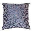Velvet Lattice Applique Pillow - Blue/ Dark Grey (22 x 22")