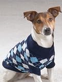 XX-SMALL - BLUE - Classic Argyle Turtleneck Dog Sweaters
