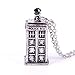 Banggood Doctor Who 3D Tardis Police Box Pewter Tall Long Chain Simple Unisex Necklace (Silver)