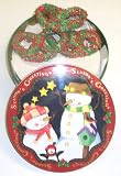 Scott's Cakes 1 lb. White Chocolate Covered Pretzel with Christmas Jimmies in a Season Greetings Tin