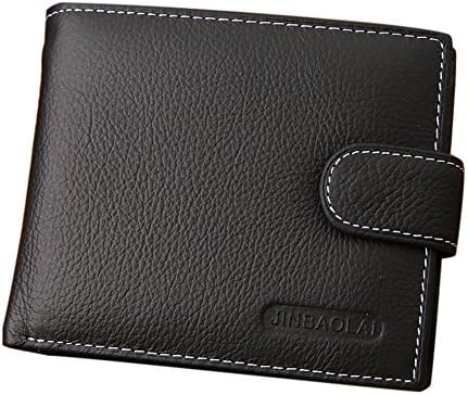 GUARD Genuine Leather Mens Leather Multifunction Card Wallet Bifold Trifold Hybrid (Black)