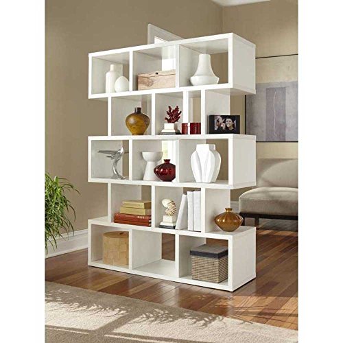 RB Spaces Bookcase 5 Shelf 13 Cubby Home Office Modern Contemporary Decorative Furniture (White)