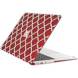 TopCase Quatrefoil / Moroccan Trellis Red Ultra Slim Light Weight Rubberized Hard Case Cover for Macbook Air 13" Model: A1369 and A1466
