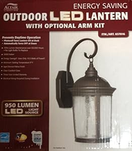 ALTAIR LIGHTING 950 LUMEN LED, ENERGY SAVING OUTDOOR LED LANTERN WITH OPTIONAL ARM KIT