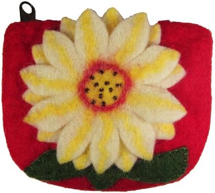 Wild Woolies Women's Fair Trade Felt Coin Purse - Sunflower