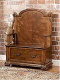 Wilmington Cherry & Burl Entry Bench with Storage (ships in 2 cartons) By Powell Furniture