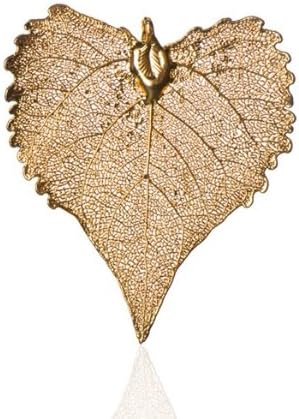 London Manori Real Cottonwood Leaf Pendant Dipped in 24 Karat Gold (2 Inch)