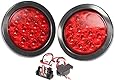 PAIR BRAND NEW RED LENS 4" ROUND LED STOP TURN TAIL LIGHT INCLUDES LIGHT, GROMMET, PLUG