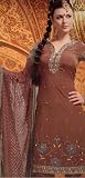 Special Indain Collection Brown Faux Crepe Churidar Kameez Unstitched Dress Material with Dupatta