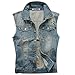 Najia Symbol Men's Slim Fit Retro Cow Light Blue Denim Vest 167