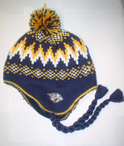 Nashville Predators Cuffless Knit Hat with POM & Braids By Reebok