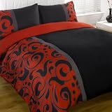 Barola Black Red & Grey Modern Funky Single Duvet Quilt Cover Bedding Set