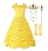 ReliBeauty Little Girls Layered Princess Costume Dress up with Accessories, Yellow, 5-6/130